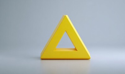 Poster - A vibrant yellow triangular shape with a hollow center, set against a simple gray background.