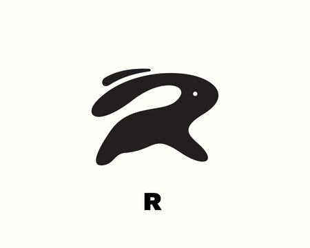 simple abstract R initial rabbit stand logo icon symbol design template illustration inspiration