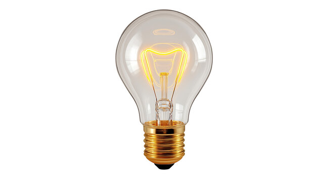 3D lightbulb icon glowing, creativity concept, isolated on white background, PNG