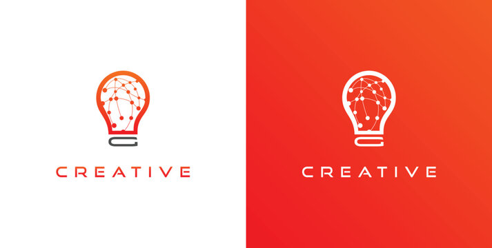 Modern Technology Light Bulb Logo Design Concept, Initial G Logo Template