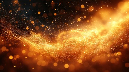 Fototapete - Golden swirling particles against dark background
