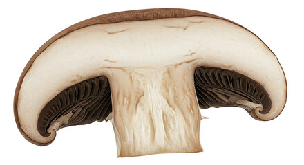 Poster - Cross section of a portobello mushroom revealing its internal structure