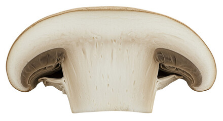 Poster - Cross section of a portobello mushroom shows its inner texture and details