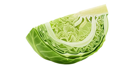 Poster - Fresh green cabbage wedge displaying crisp layers and detailed texture