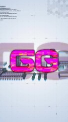 Poster - Animation of 6g text, data processing and computer processor over light blue background