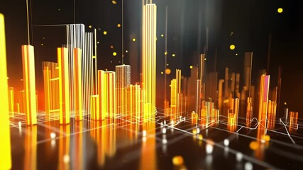 Aufkleber - Futuristic glowing orange smart city connecting with lines and dots representing data transmission and technological advancement in urban development