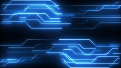 Wall Mural - abstract technology background with neon blue lines seamless looping.lines abstract futuristic technology background. Seamless loop animation black background