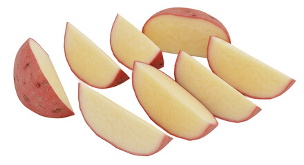 Poster - Freshly sliced red potatoes with vibrant color and natural texture