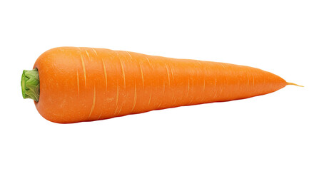 Poster - Single vibrant orange carrot with fresh green top on black background