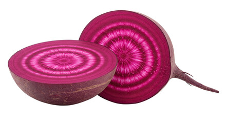 Poster - Sliced beetroot showing concentric rings and vibrant purple color close up view