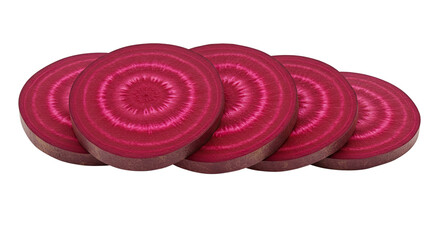 Poster - Sliced beets arranged in a row showcasing their vibrant rings and textures