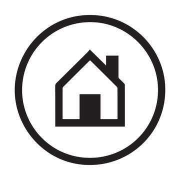Simple Black Home Icon in Circle: Minimalist Website Button Graphic