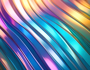 Poster - Ribbed reeded glass abstract iridescent background Holographic curved