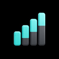Poster - Modern Graph Icon with Ascending Bars in Shades of Blue and Gray Representing Growth and Progress in a Business Context