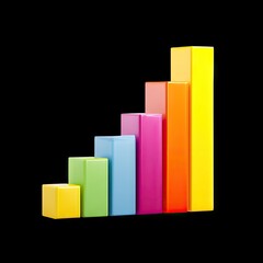 Poster - Colorful 3D Bar Graph Representation of Growth and Progress in Business or Finance Sector