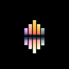 Poster - Elegant abstract audio equalizer design with vibrant colorful gradient bars on dark background