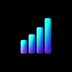 Poster - Modern Gradient Bar Graph Icon Representing Growth and Data Analysis in Vibrant Blue and Purple Shades