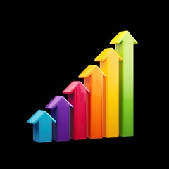 Fototapete - Colorful 3D Bar Graph Increasing Trend Representation for Business Growth and Analysis Insights