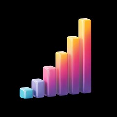 Poster - Colorful 3D Bar Graph Illustration Representing Growth, Progress, and Success in Data Visualization