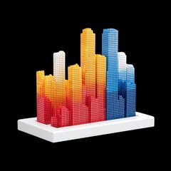 Poster - Colorful 3D Bar Graph on Base Representing Data Visualization, Analytics, and Business Growth Concepts in a Modern Style