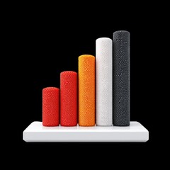 Poster - Colorful Bar Graph Representing Data Growth with Beaded Design in Red, Orange, Yellow, White, and Black