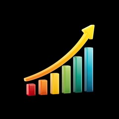 Fototapete - Colorful infographic with bar chart and arrow symbolizing growth and success in business and marketing fields
