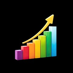 Fototapete - Colorful Bar Graph Representing Growth and Success with Arrow Indicating Increase in Performance and Results