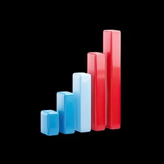 Poster - Colorful 3D Bar Graph Representing Growth and Progress with Distinctive Colors and Varying Heights for Data Visualization
