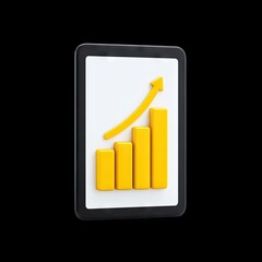 Fototapete - Growth Chart with Yellow Bars on White Background Representing Business Expansion and Positive Trends in Graphical Design