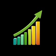 Fototapete - Colorful Bar Graph with Upward Arrow Representing Business Growth and Financial Success in a Modern Design