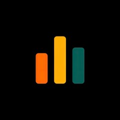 Poster - Modern abstract graphic representing data analysis with colorful vertical bars in orange, yellow, and green on a plain background