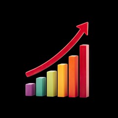 Fototapete - Colorful Bar Graph with Rising Arrow Illustrating Growth and Progress in Business or Finance Concept