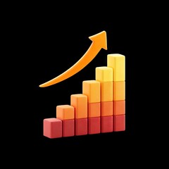 Fototapete - Colorful Bar Graph with Upward Arrow Indicating Growth and Progress in Business and Financial Success