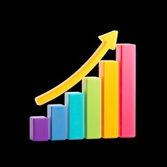Poster - Colorful Bar Graph with Ascending Trend Arrow Representing Financial Growth and Data Analysis in Modern Business Environment