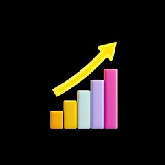 Fototapete - Colorful bar graph with upward trend and arrow representing growth and progress in data analysis and business achievements
