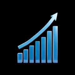 Fototapete - Blue Graph Icon Representing Increasing Financial Growth and Progress in Business and Economy Sectors