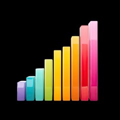 Poster - Colorful abstract bar graph illustration depicting growth, progression, and success in business or data analysis concepts