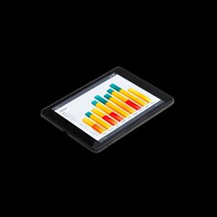Poster - Colorful Bar Graph Displayed on Digital Tablet with Modern Design and Analytics Concept in Focus