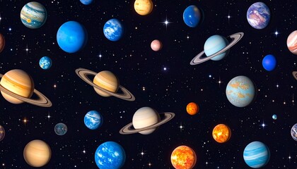 Wall Mural - seamless pattern with outer space with stars background.