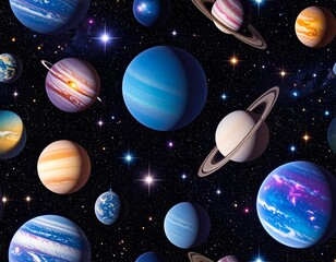 Wall Mural - seamless pattern with outer space with stars background.