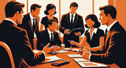 Poster - Business people working together in a meeting room