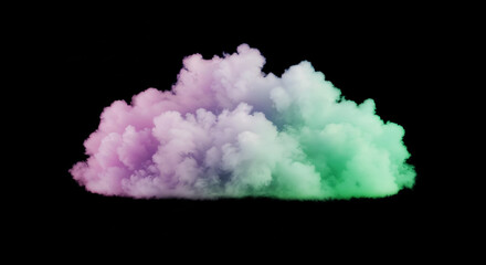 Fototapete - Pink and green cloud floating on black background