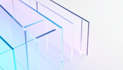 Leinwandbilder - 3d rendering of abstract transparent geometry glass with gradient colors, Computer 