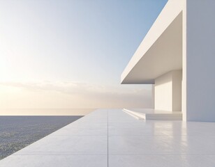 Leinwandbilder - Abstract wavy architecture space with empty concrete floor, Soft