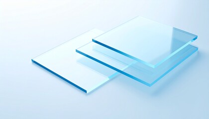 Leinwandbilder - 3d rendering of abstract transparent geometry glass with blue