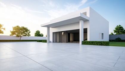 Leinwandbilder - 3d render of abstract modern geometry architecture with empty cement floor