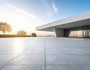 Leinwandbilder - 3d render of abstract modern geometry architecture with empty cement floor
