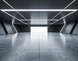 Leinwandbilder - Abstract architectural space with empty concrete floor, Geometric in