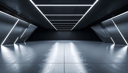 Leinwandbilder - Abstract architectural space with empty concrete floor, Geometric in