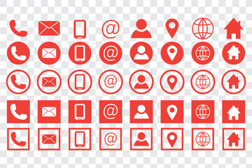 Poster - Contact information icon set in line style. Business card, Home, Phone, Location, Address, Website, mail, fax, user simple black style symbol sign for apps and website, vector illustration.